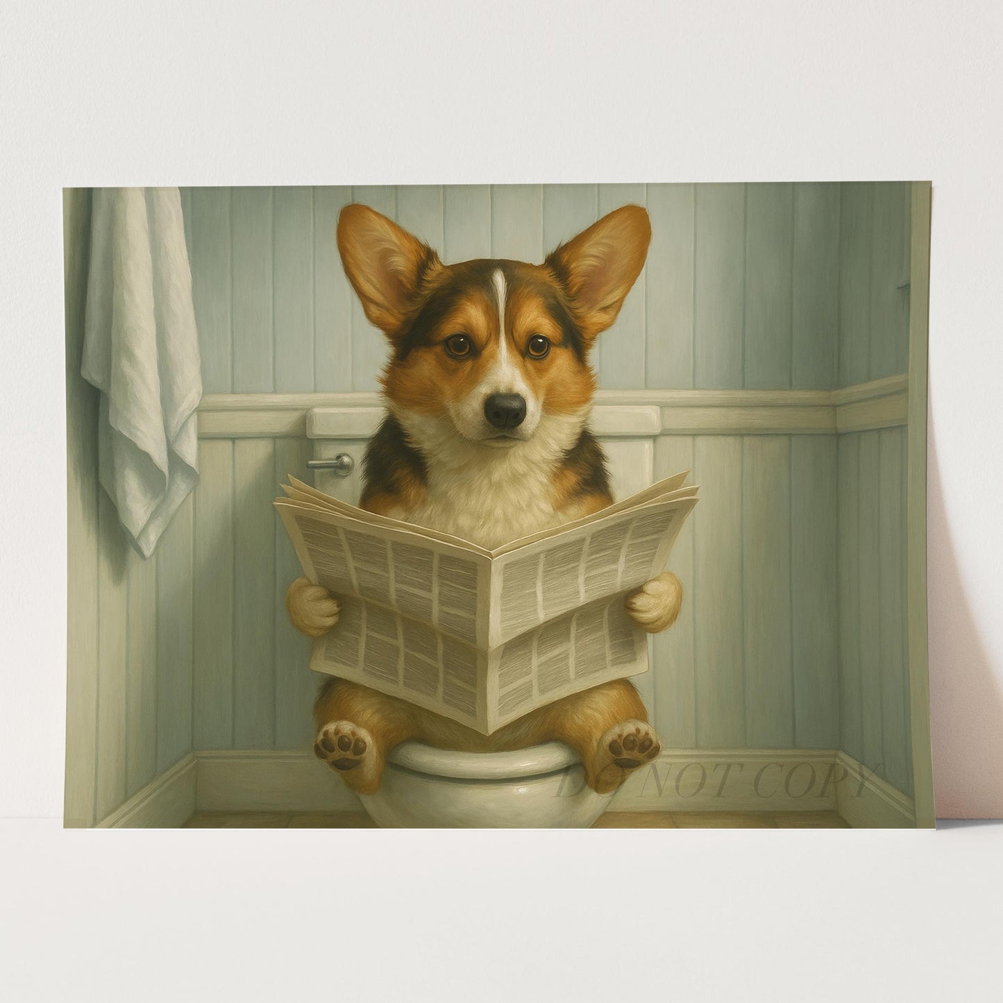 Corgi Dog On The Toilet Reading The Newspaper