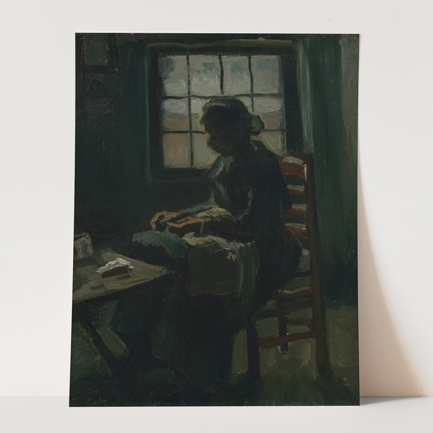 Woman Sewing (1885) by Van Gogh