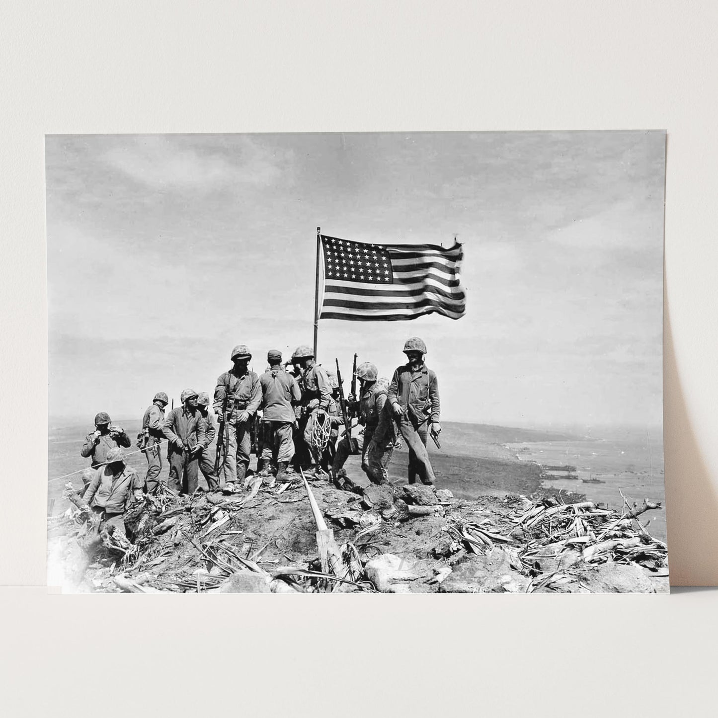 U.S. Marines Raise The American Flag Atop Mount Suribachi On Iwo Jima