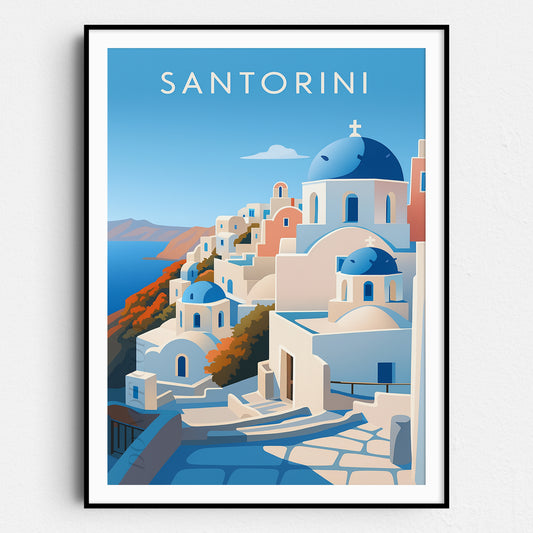 Santorini Greece Vintage Travel Poster