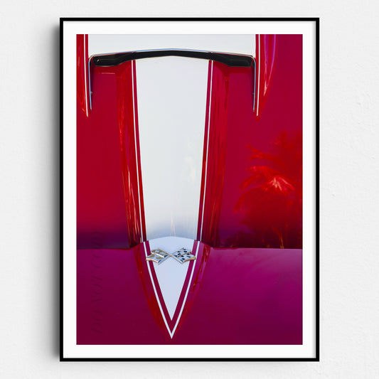 Red Corvette Car Hood
