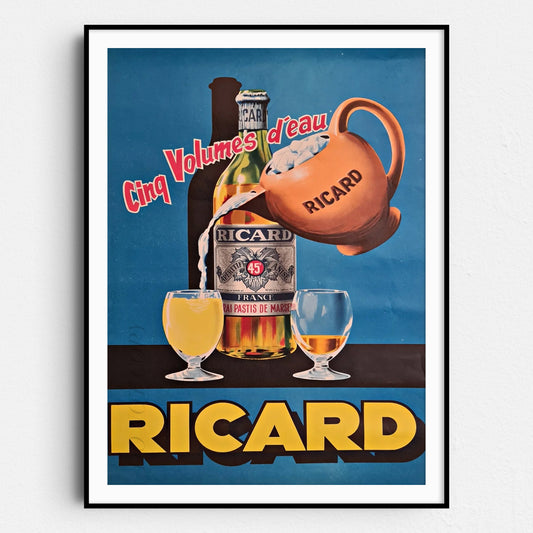 Ricard Cinq Volumes D'eau Vintage Advertising Poster