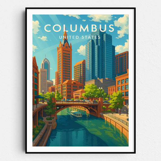 Columbus Ohio Vintage Travel Poster