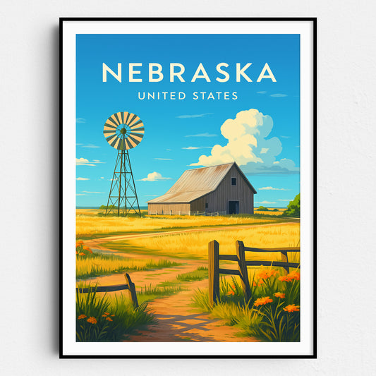 Nebraska Vintage Travel Poster