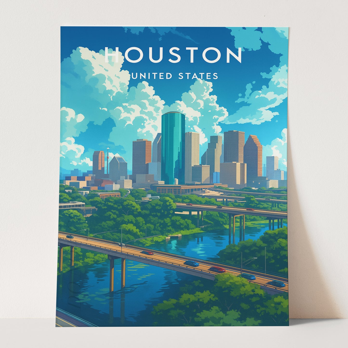 Houston Texas Vintage Travel Poster