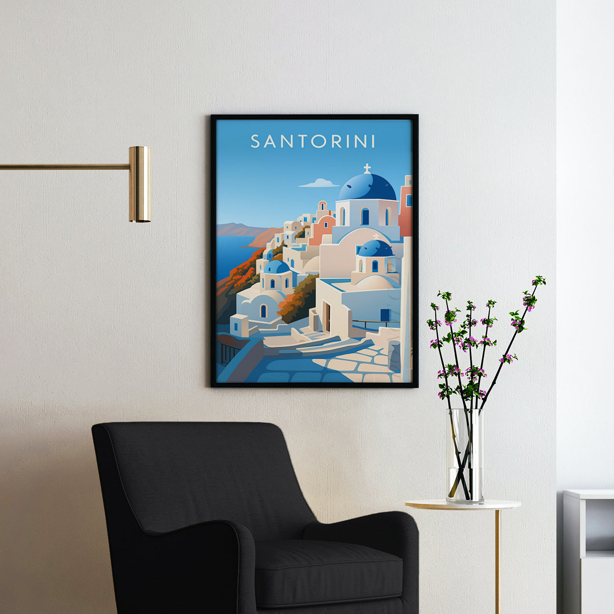 Santorini Greece Vintage Travel Poster