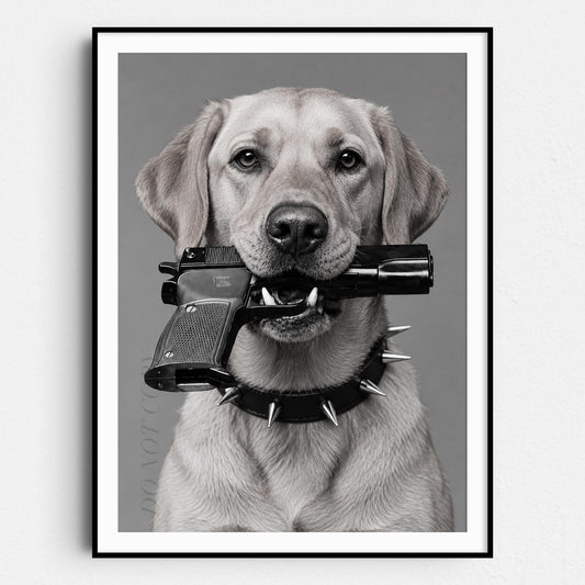 Yellow Labrador Gun In Mouth