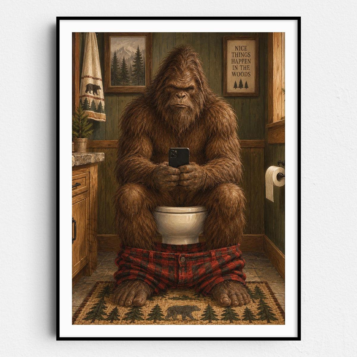Bigfoot On The Phone On The Toilet