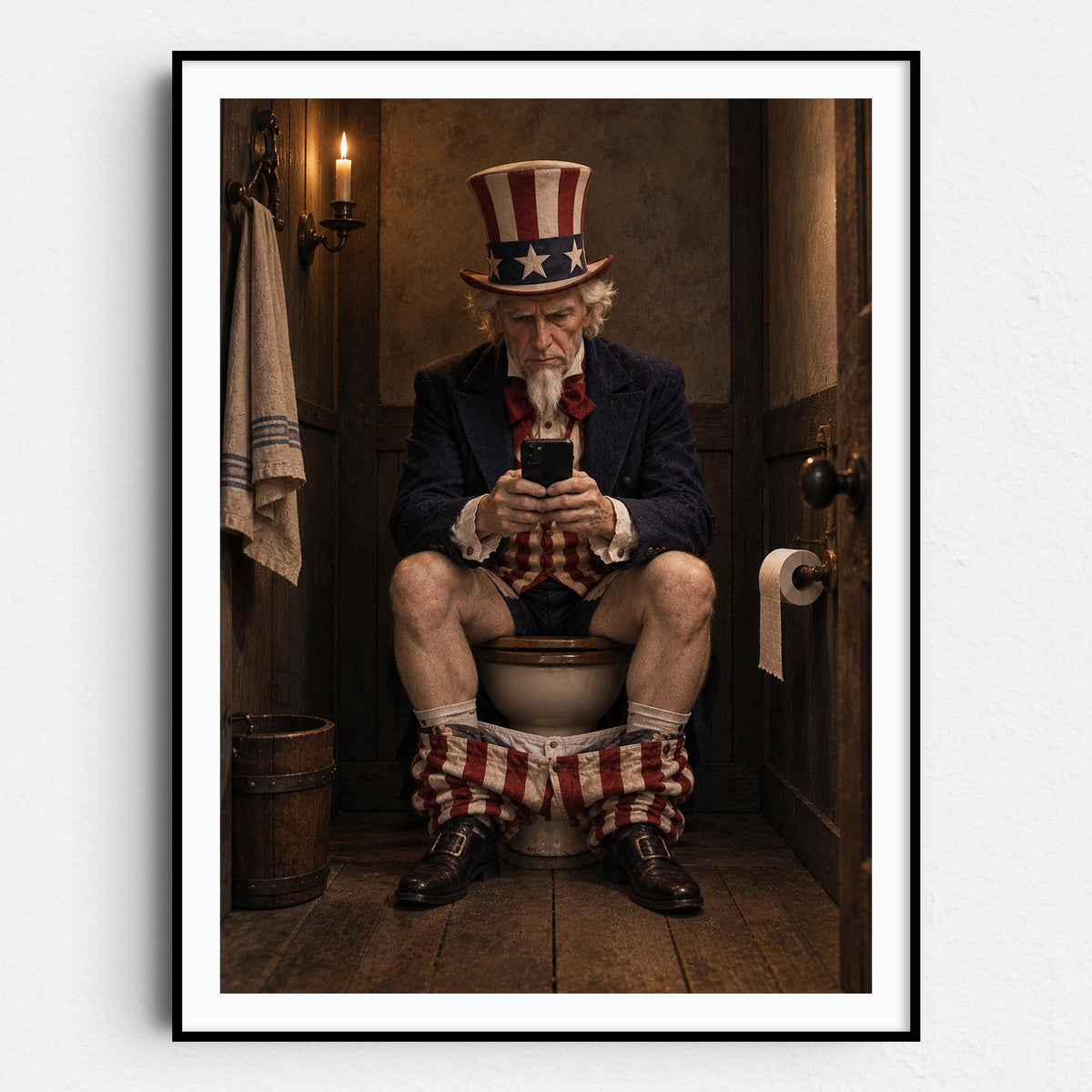 Uncle Sam On The Phone On The Toilet