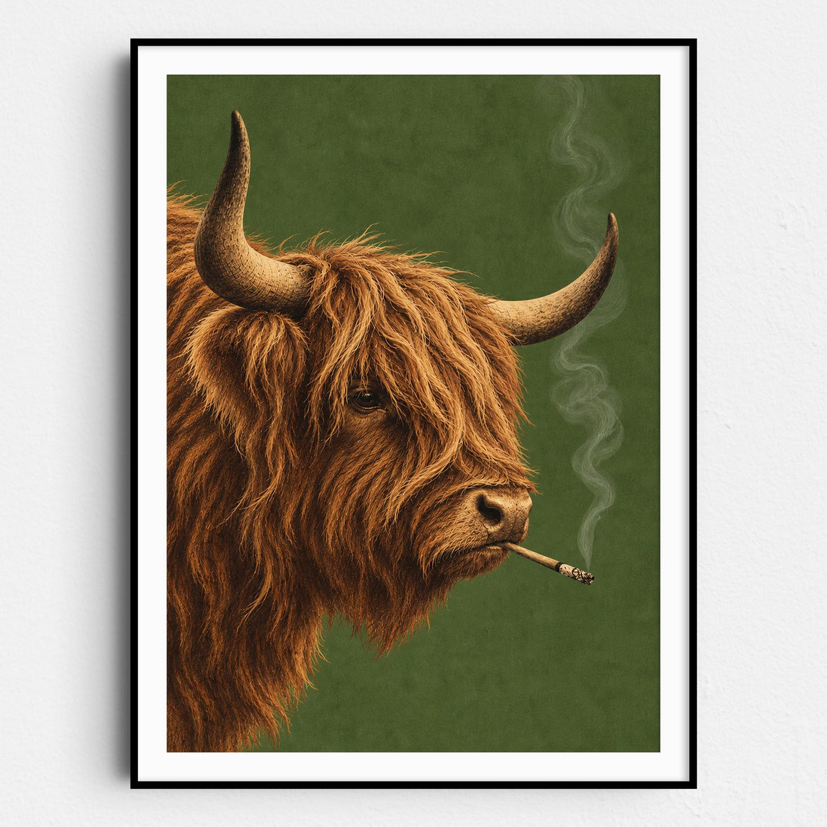 Highland Cow Smoking a Cigarette