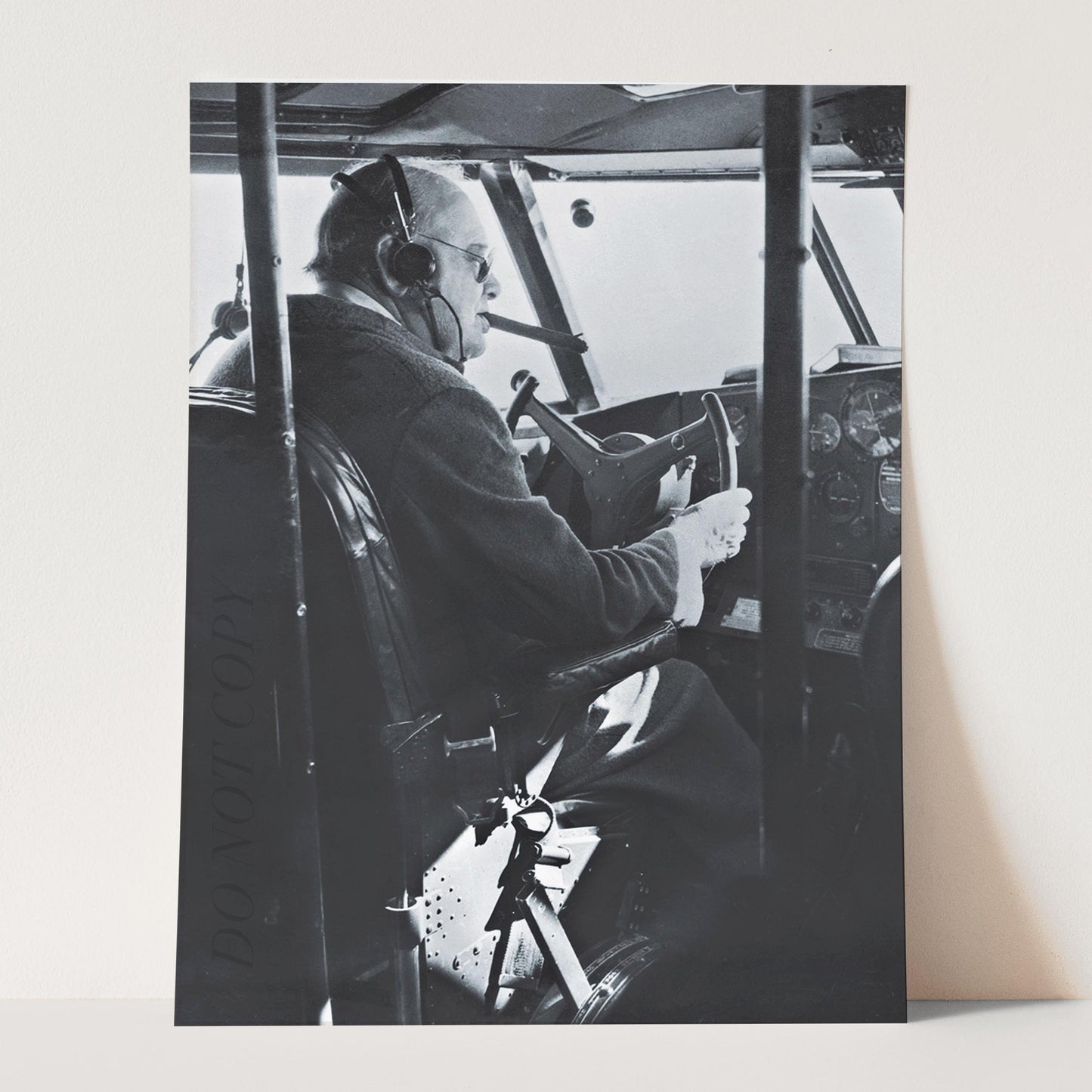 Winston Churchill Flying Airplane, World War Two