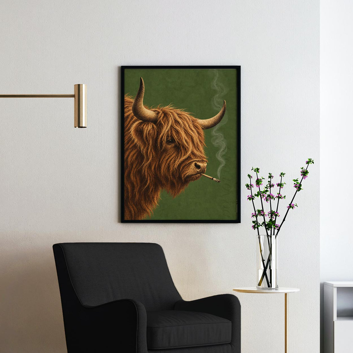 Highland Cow Smoking a Cigarette