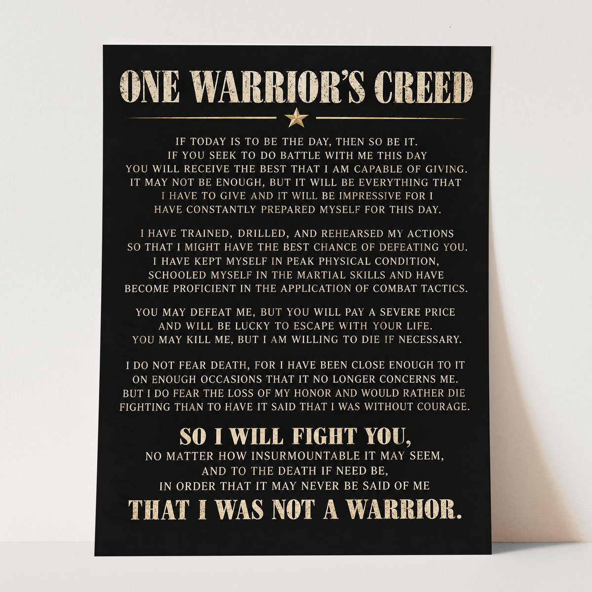 One Warrior's Creed