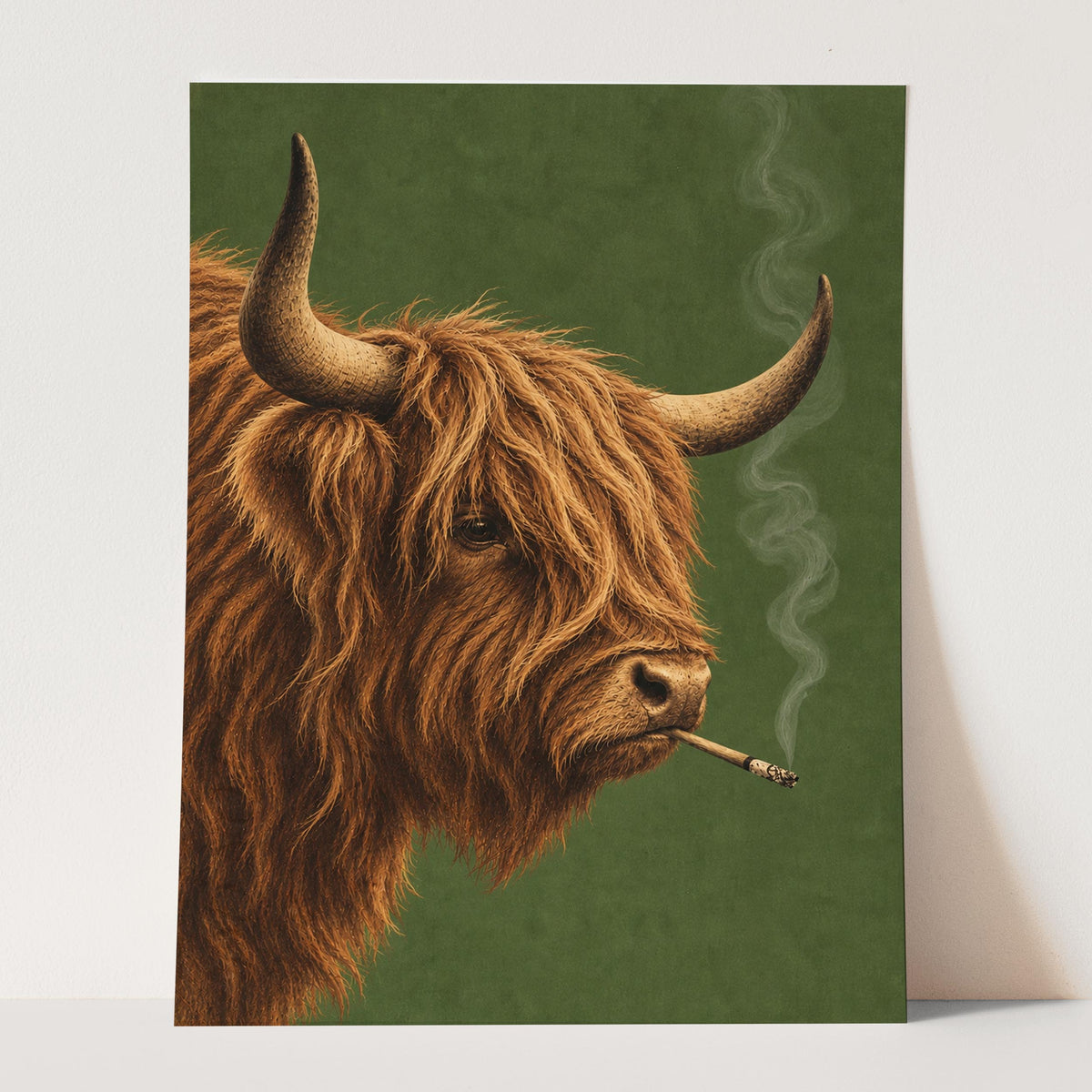 Highland Cow Smoking a Cigarette