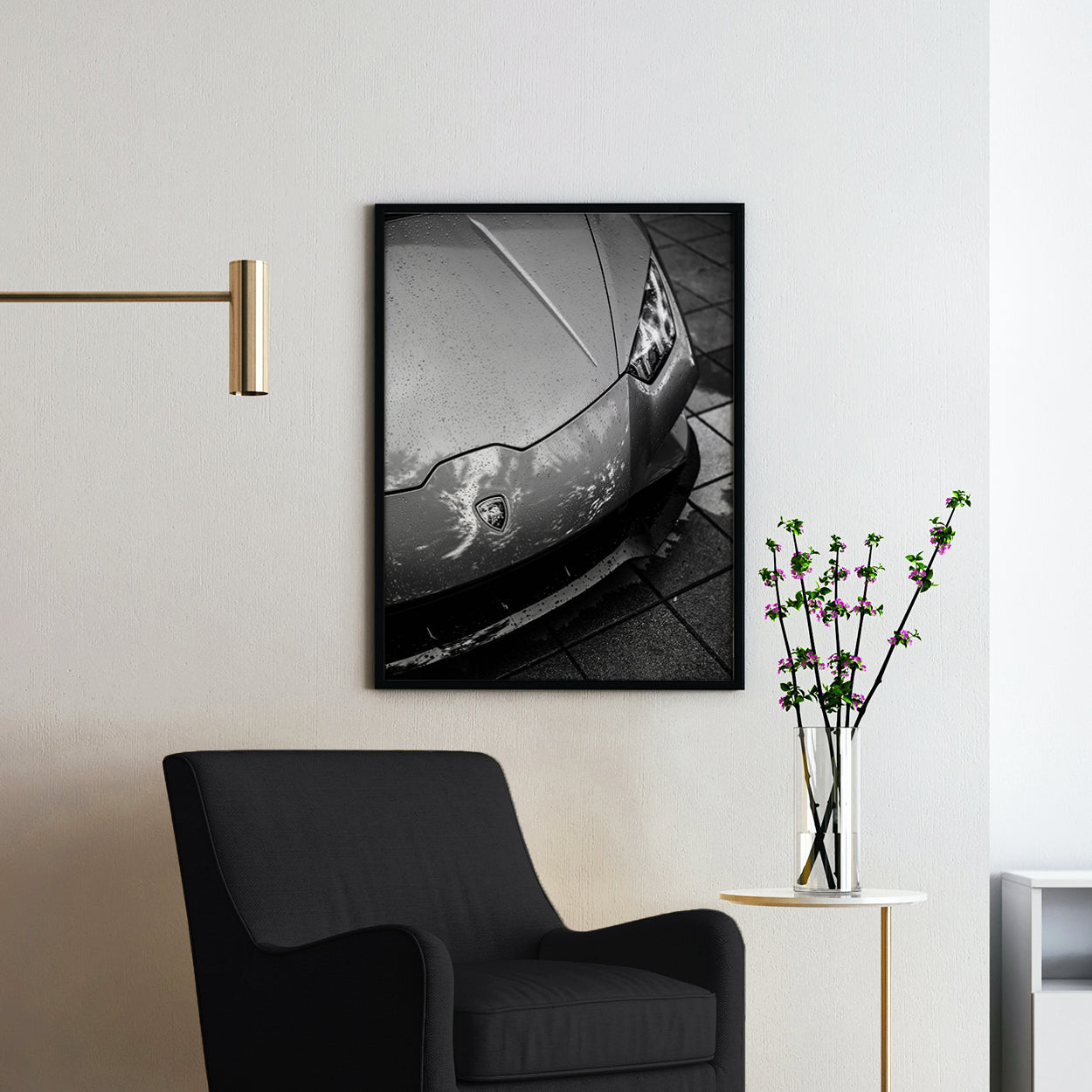 Black and White Lamborghini Close Up