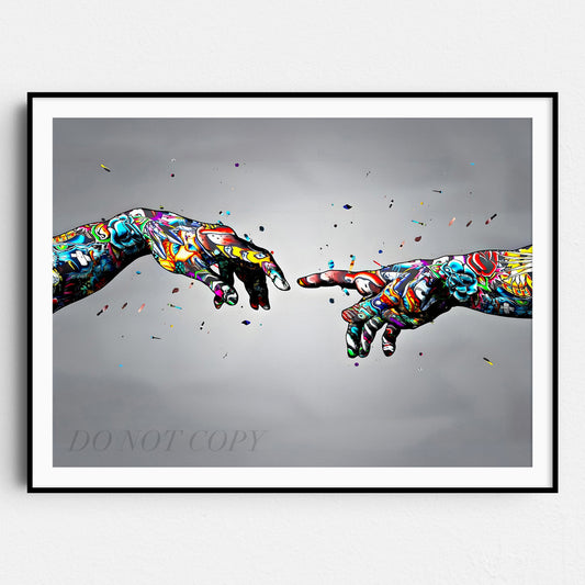 Hands of God and Adam Graffiti Banksy