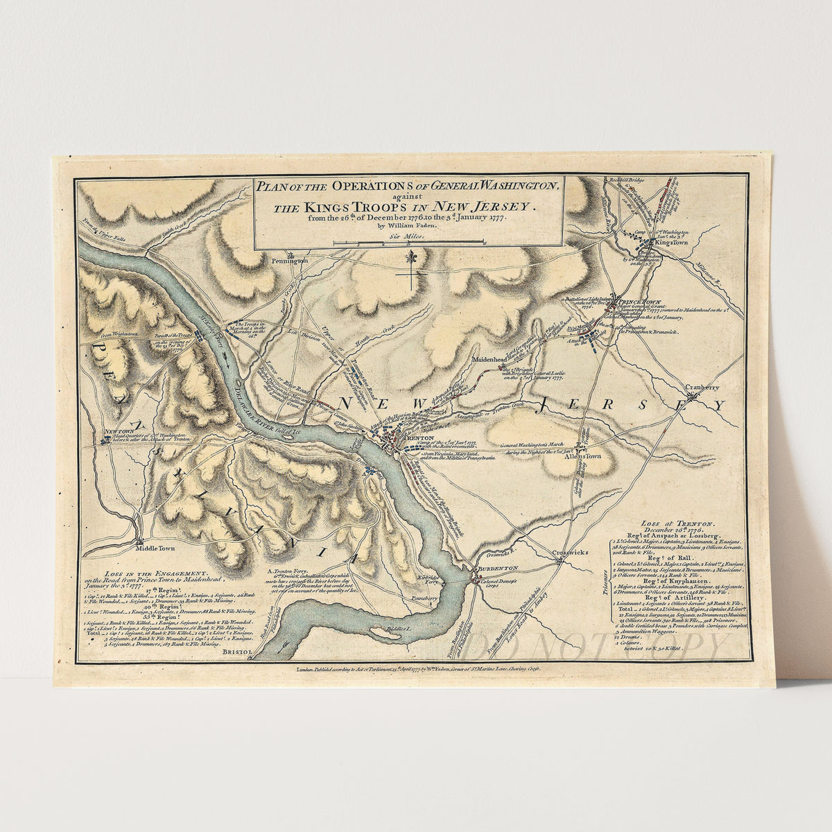 Washington's Crossing Delaware River Map