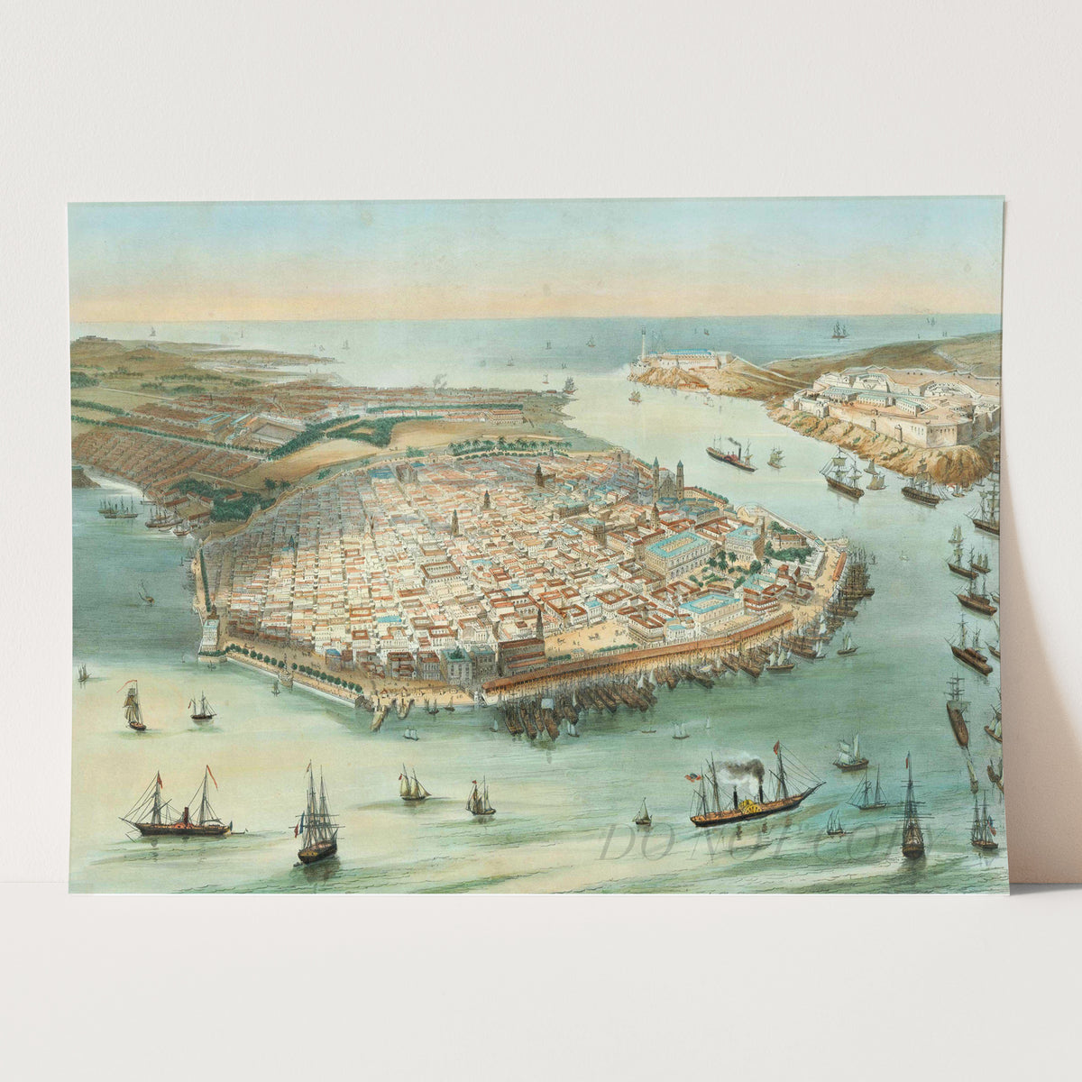 Havana Cuba Vintage Pictorial Map 1851