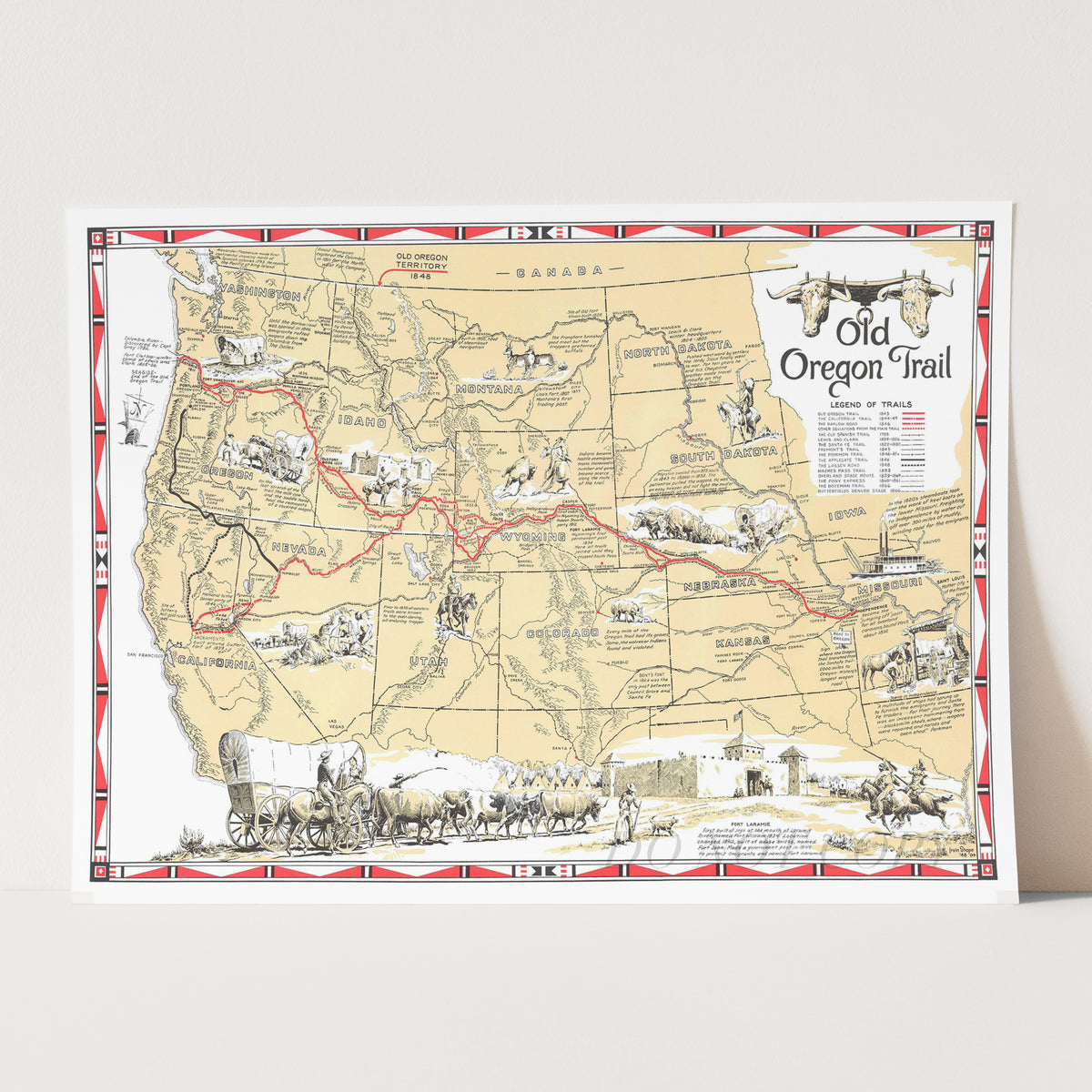 The Oregon Trail Vintage Map