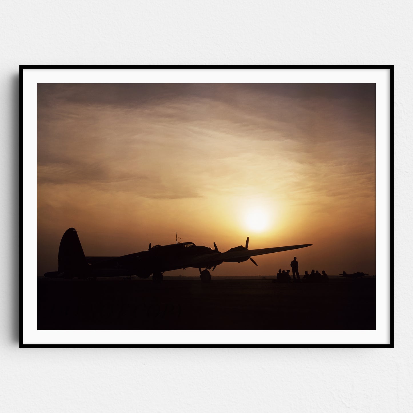 Sunset Silhouette of a B17 Flying Fortress, World War Two