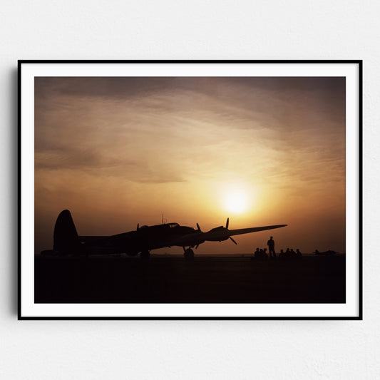 Sunset Silhouette of a B17 Flying Fortress, World War Two