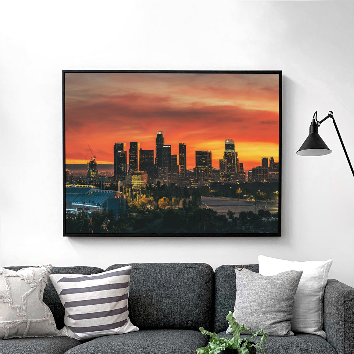 Los Angeles Downtown Sunset with Dodger Stadium