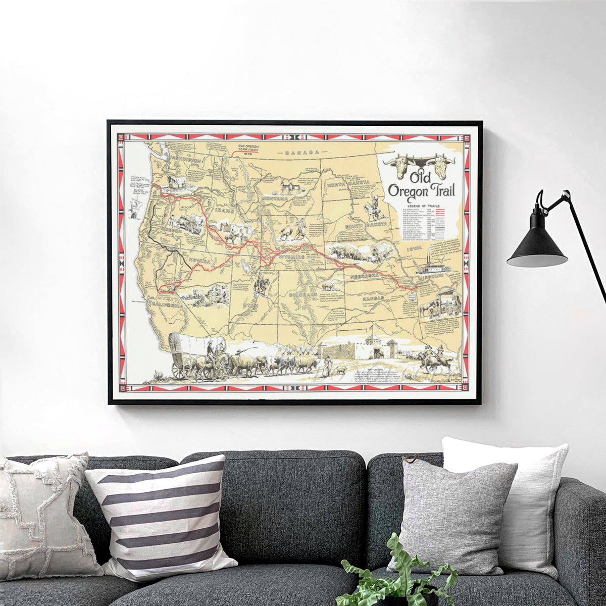 The Oregon Trail Vintage Map