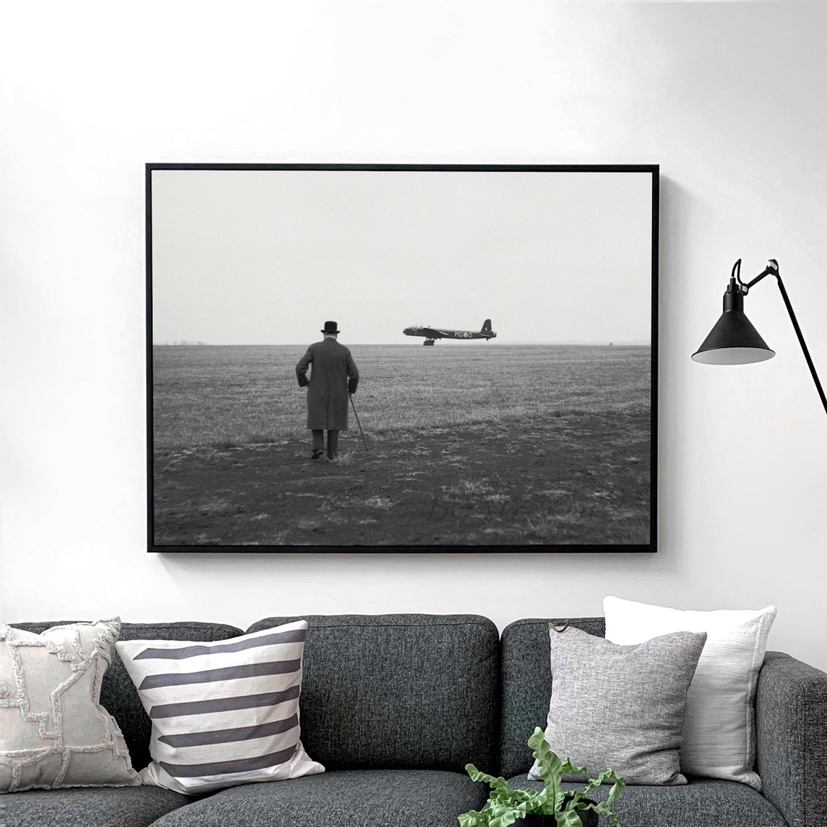 Winston Churchill Watching A Short Stirling Bomber Airplane Take Off