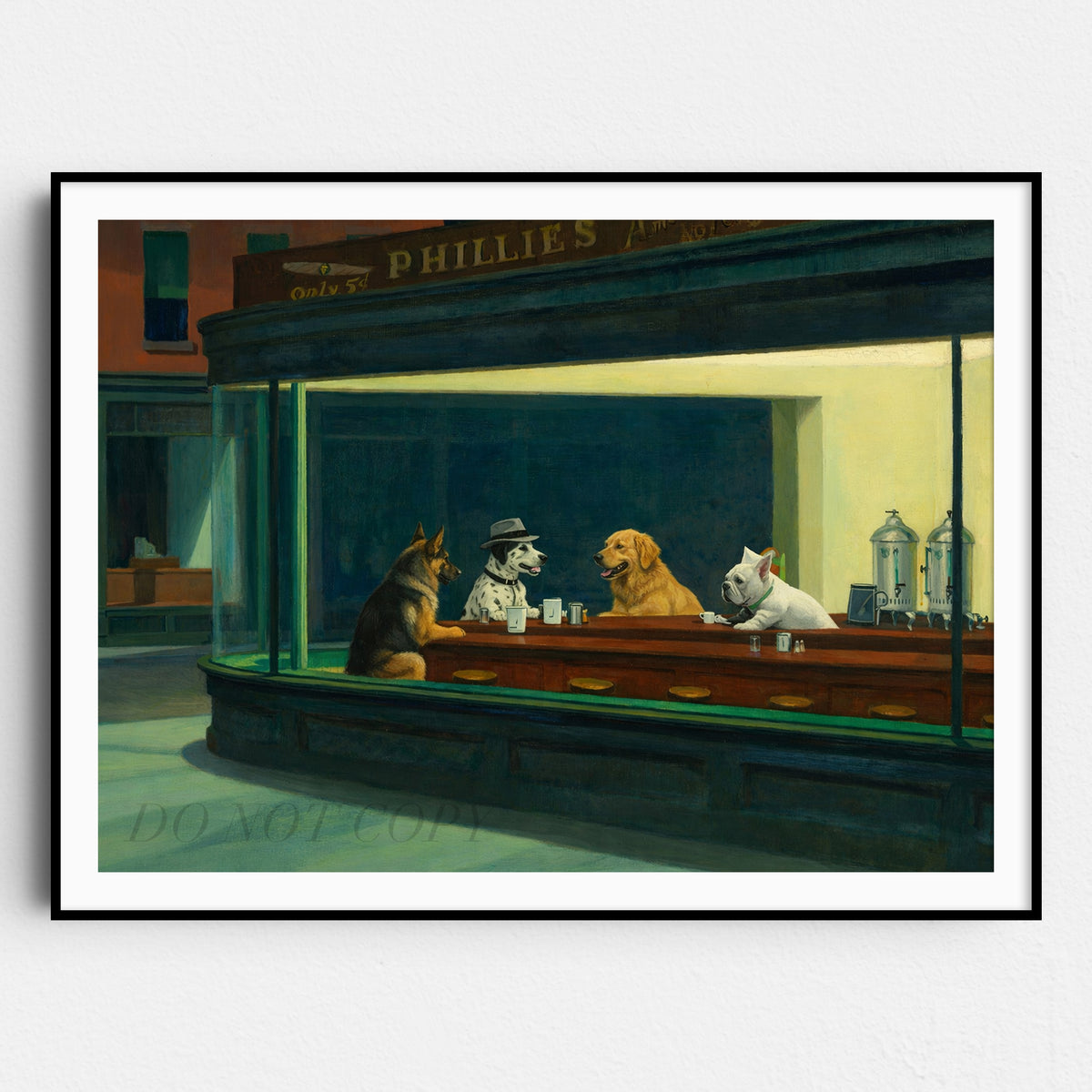 Nighthawks, Dog Edition (Edward Hopper)