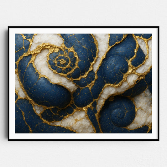 Blue And Gold Marble Swirl