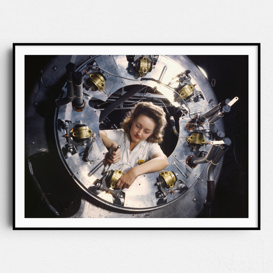 Woman Assembles a B25 Bomber Airplane, World War Two