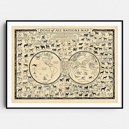 Dog Breeds of the World, 1935 Dogs of All Nations Map