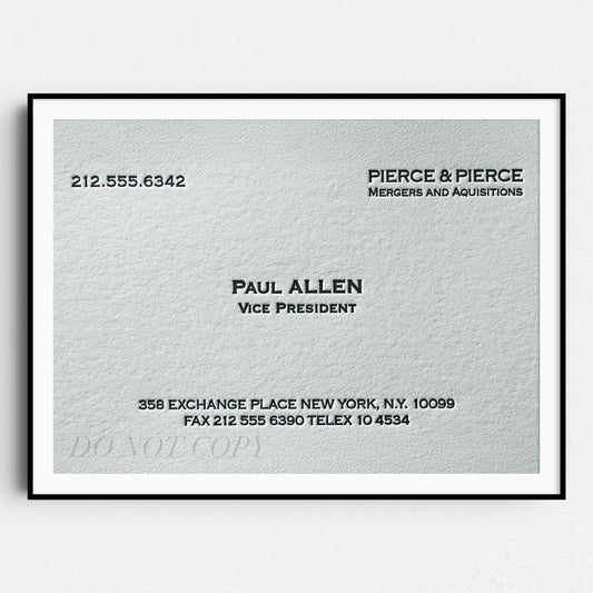 Paul Allen Business Card American Psycho