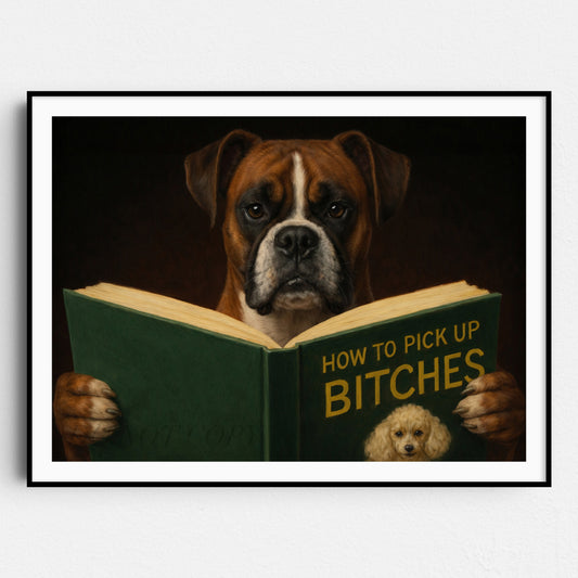 Boxer Dog Reading Dating Book