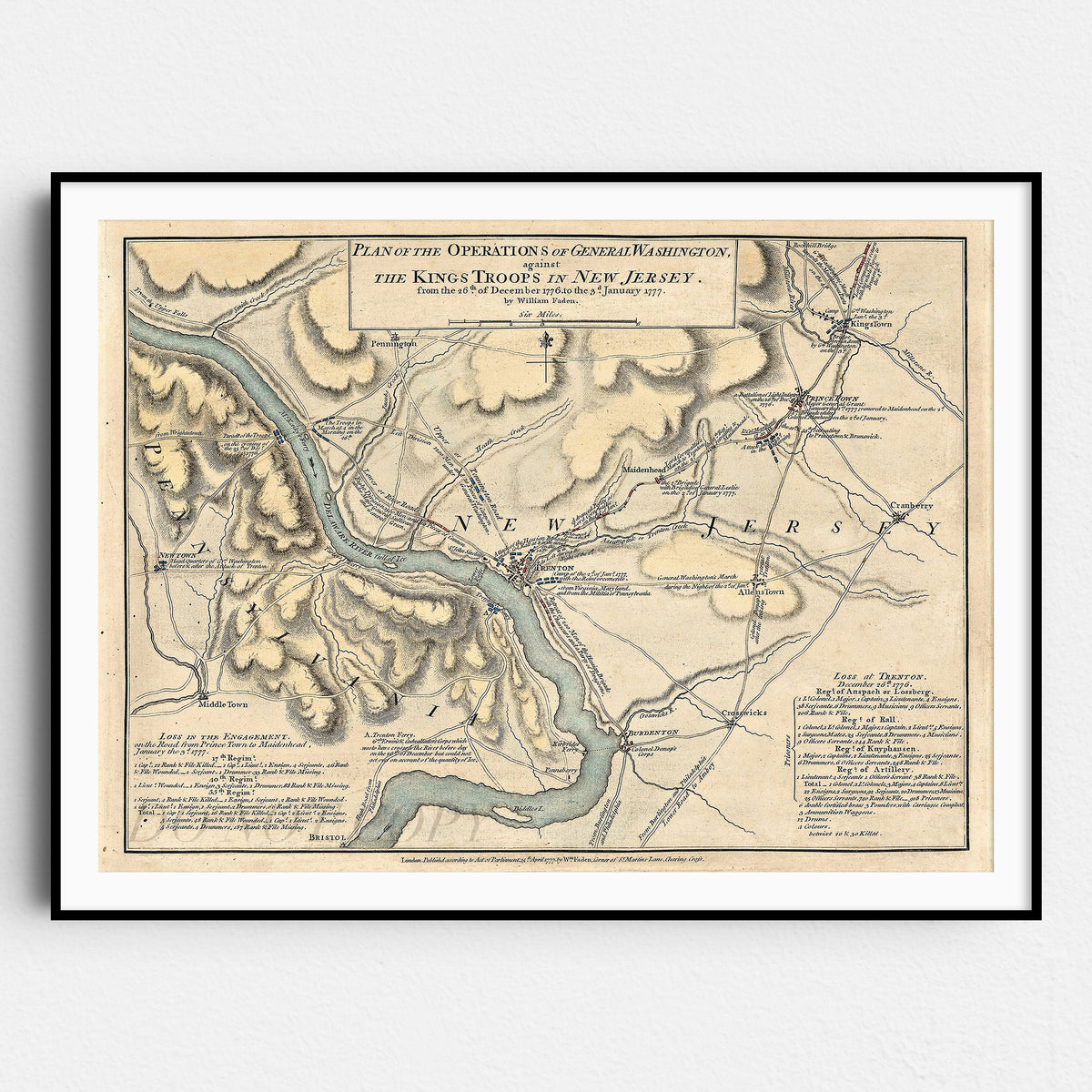 Washington's Crossing Delaware River Map