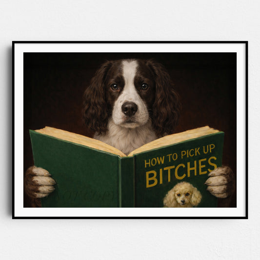 English Springer Spaniel Dog Reading Dating Book