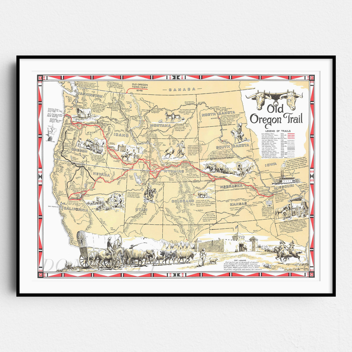 The Oregon Trail Vintage Map