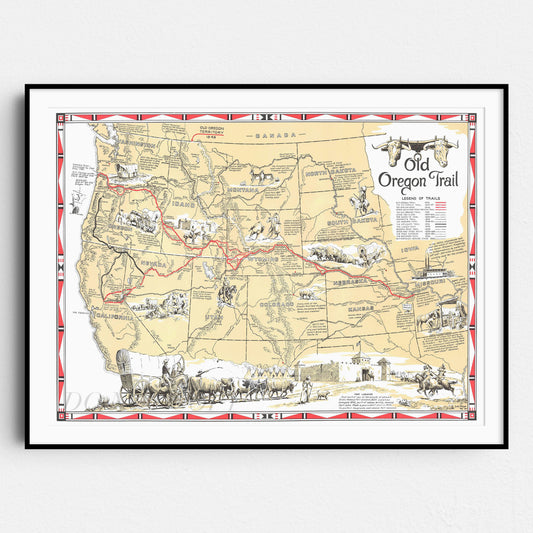 The Oregon Trail Vintage Map