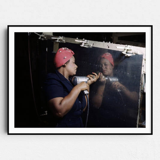 A Real-Life "Rosie the Riveter" Working On An A-31 Vengeance Dive Bomber Airplane 1943, World War Two