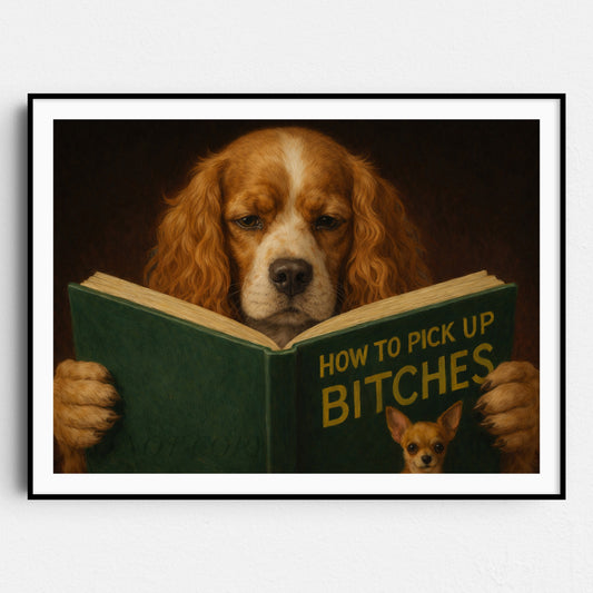 Cocker Spaniel Dog Reading Dating Book