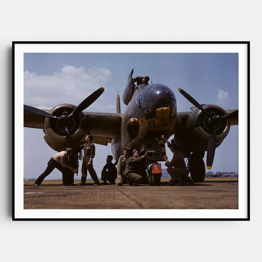 Servicing a Bomber Airplane, World War Two