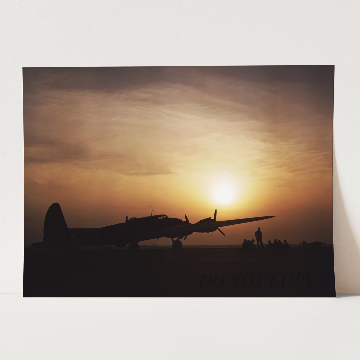 Sunset Silhouette of a B17 Flying Fortress, World War Two