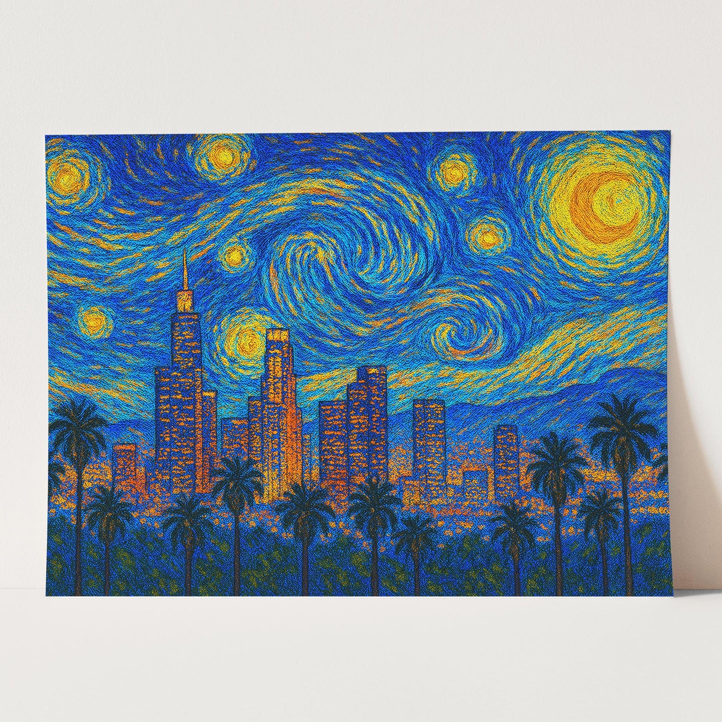 Los Angeles Skyline Van Gogh Starry Night