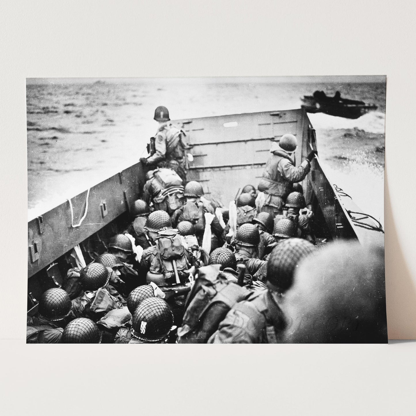 US Army Troops Aboard Landing Craft, D-Day 1944