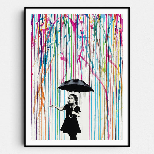 Colored Rain Girl Banksy