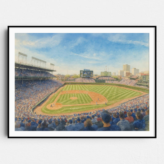 Wrigley Field Watercolor Painting