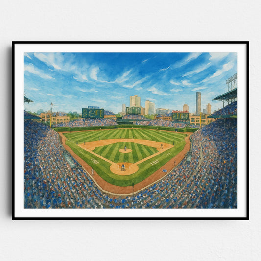 Wrigley Field Watercolor Painting