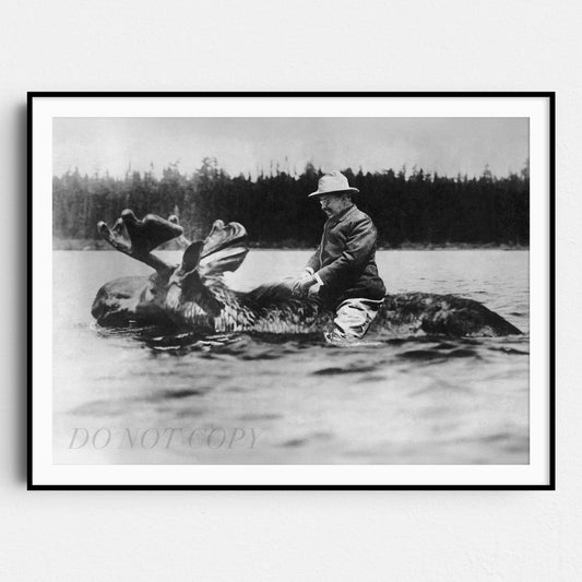 Teddy Roosevelt Riding A Moose