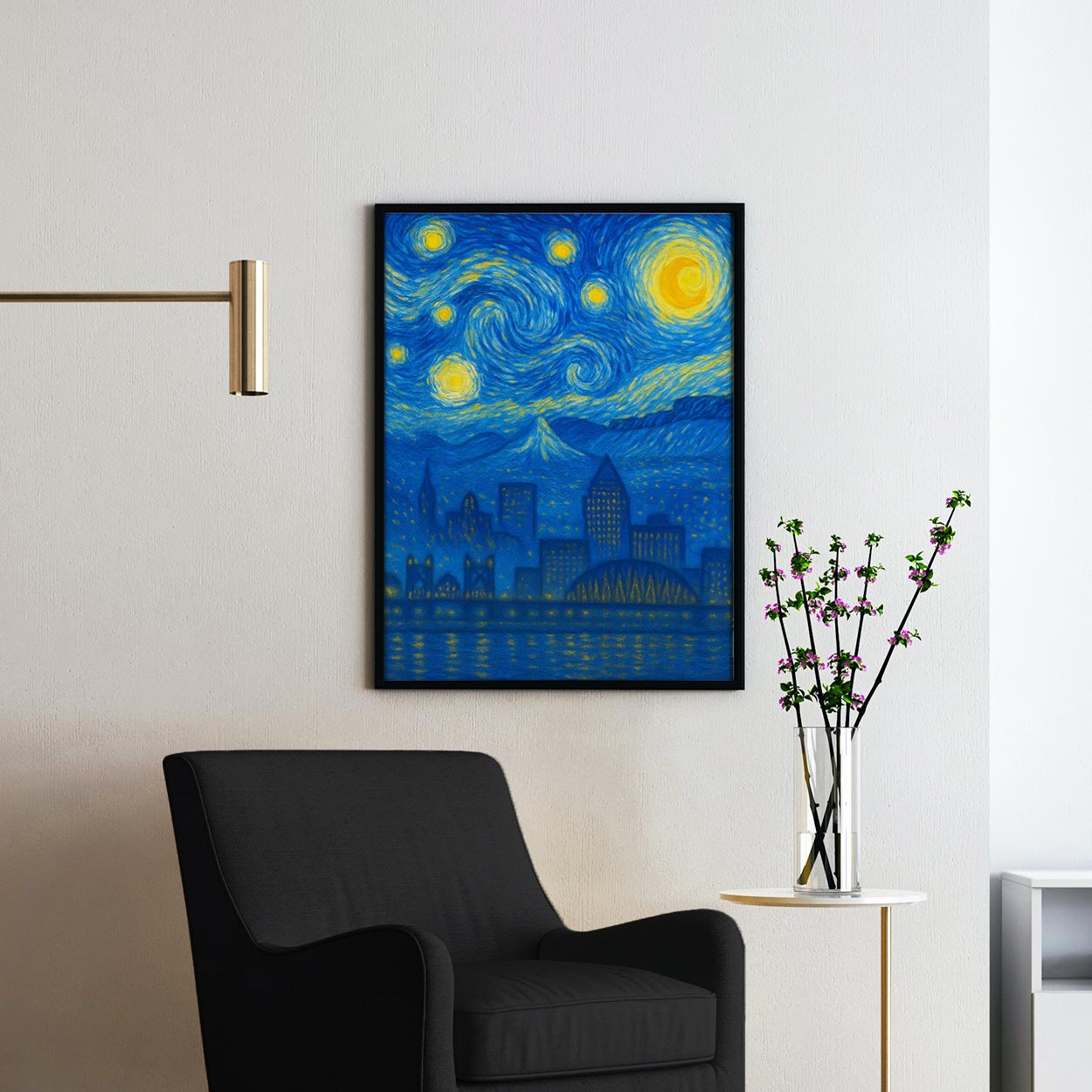Portland Oregon As Van Gogh Starry Night