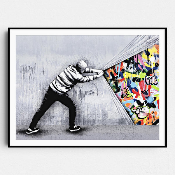 Behind The Curtain Banksy Wall Art Poster Prints – Prints Limited